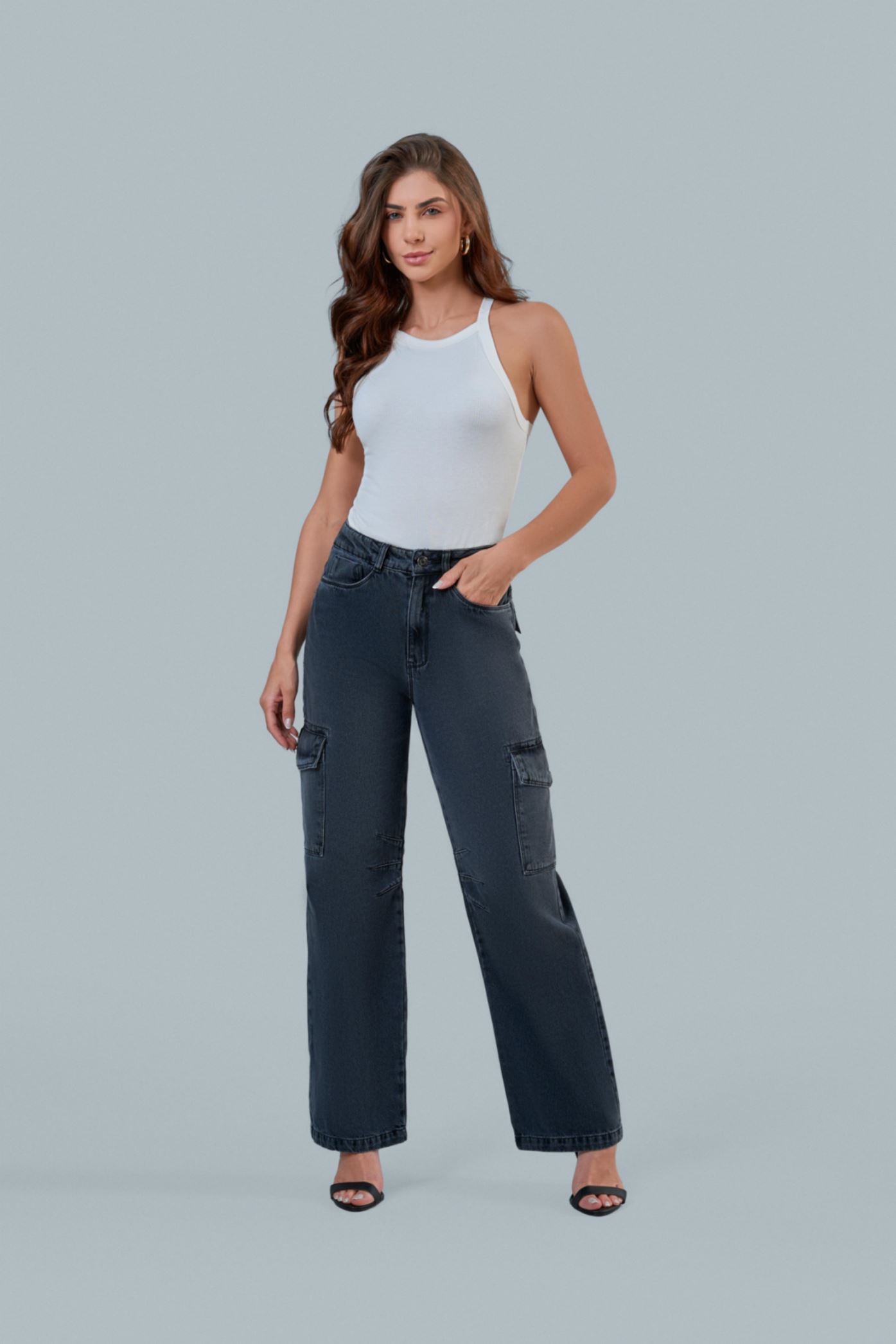 CALCA FEM BE EIGHT 8002037 - WIDE LEG CARGO