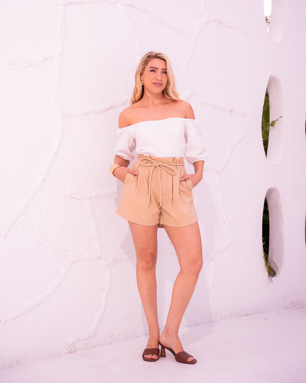 Short de Linho com Elastano