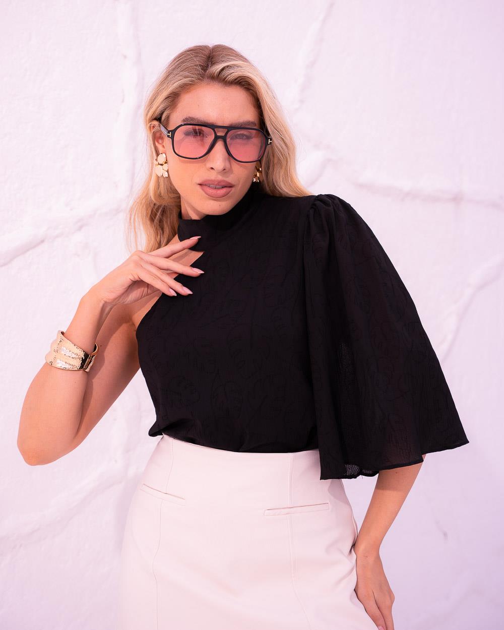 Blusa Chiffon Jacquard