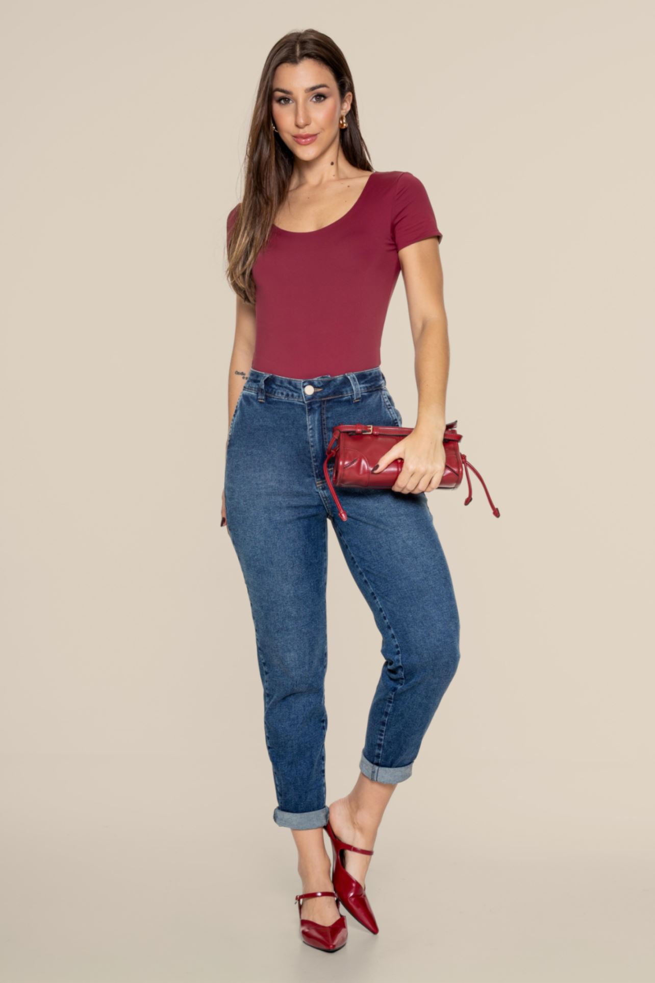 CALÇA MOM ELASTANO VINTAGE