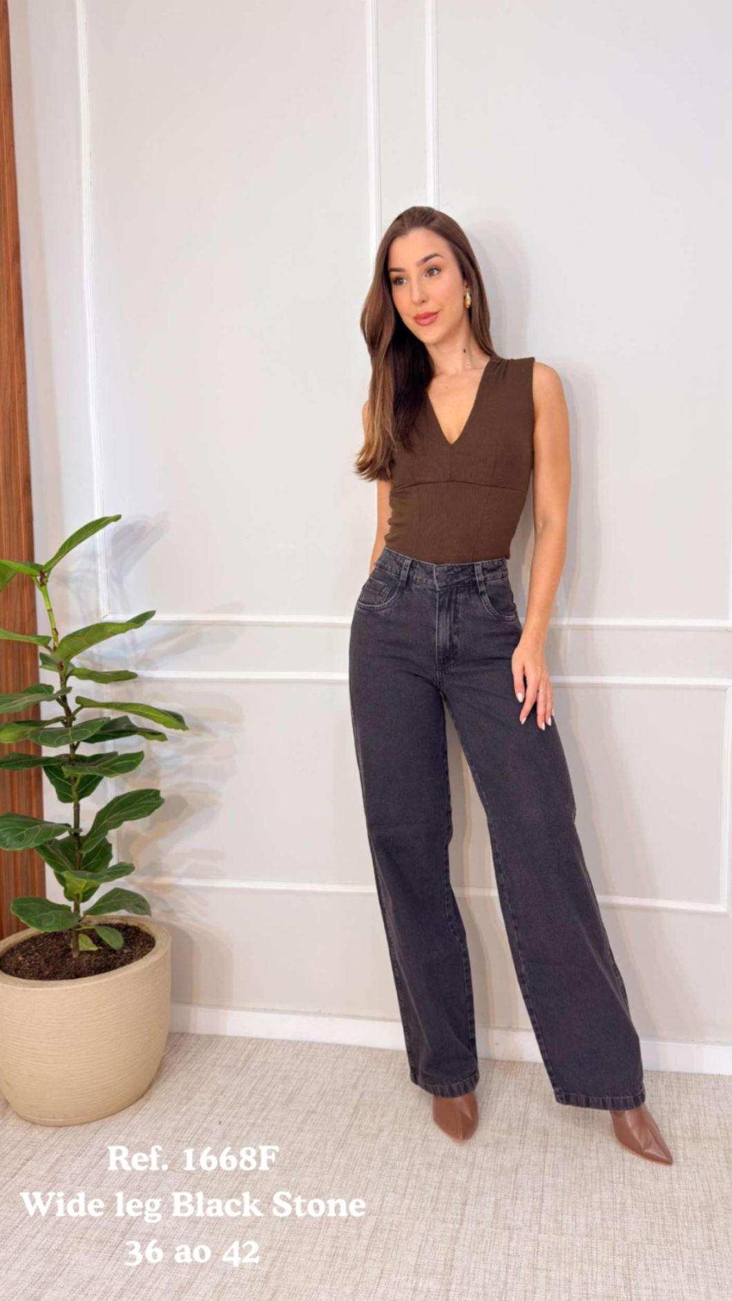 CALÇA WIDE LEG BLACK STONE 100%