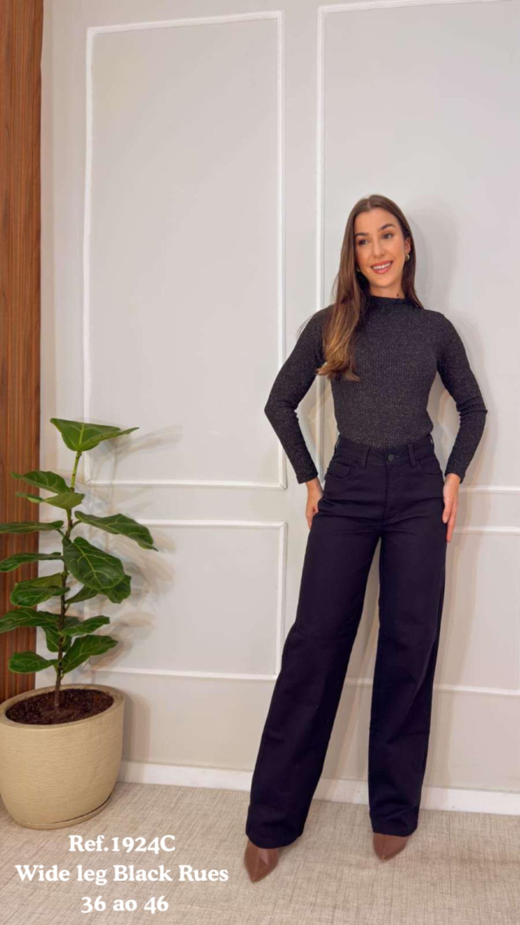 CALÇA WIDE LEG BLACK RUES