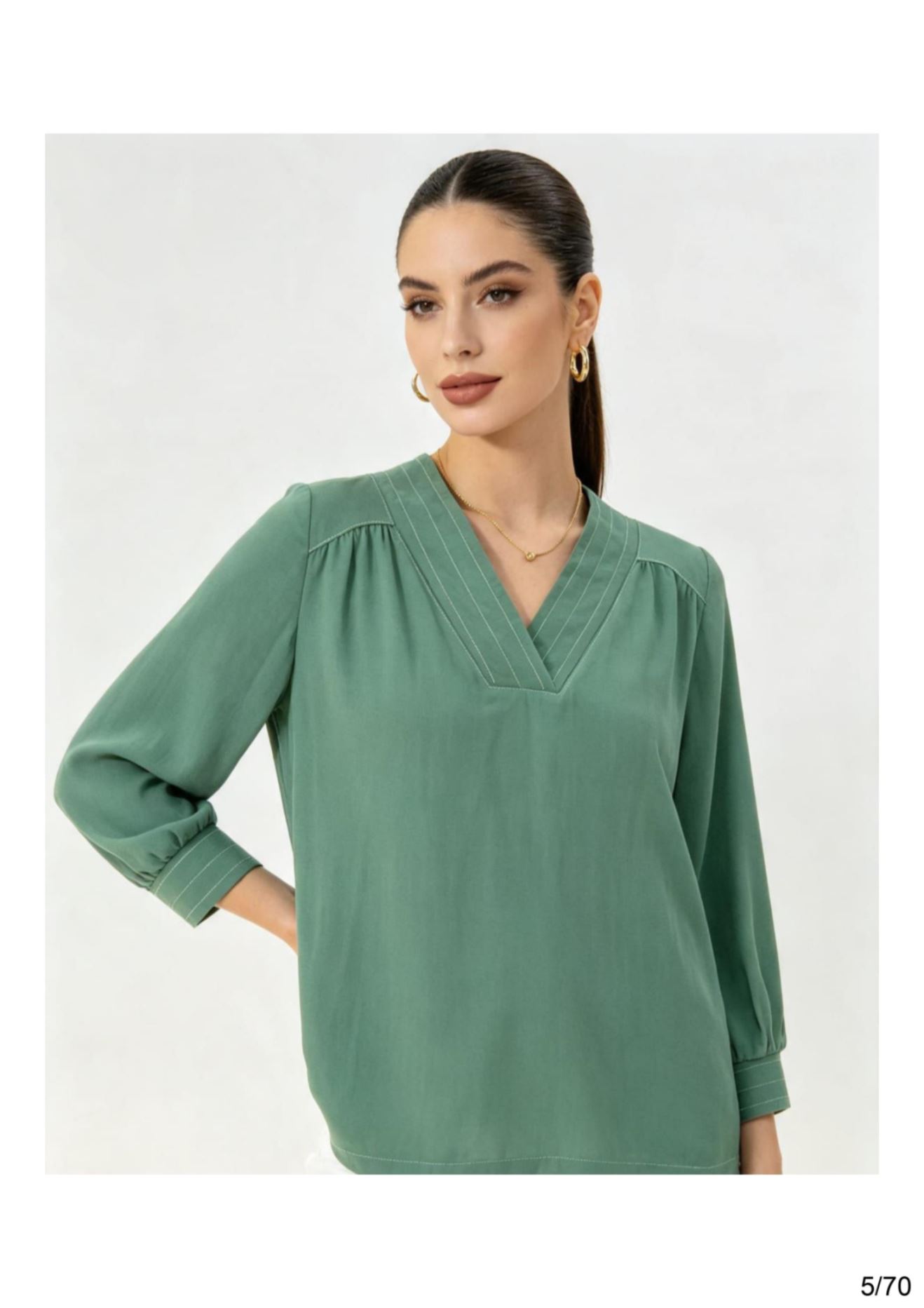 BLUSA LINHO COSTURAS DESTACADAS