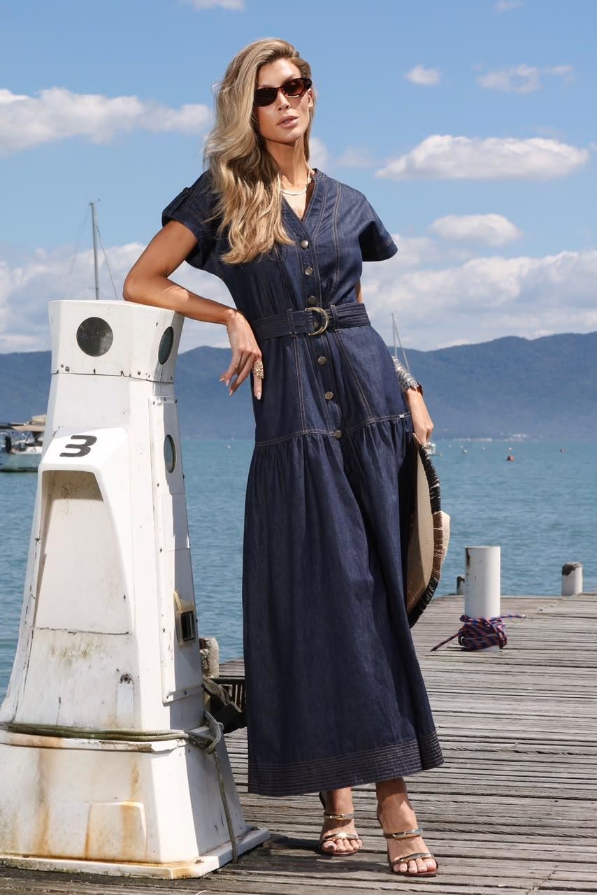 VESTIDO JEANS PESPONTOS