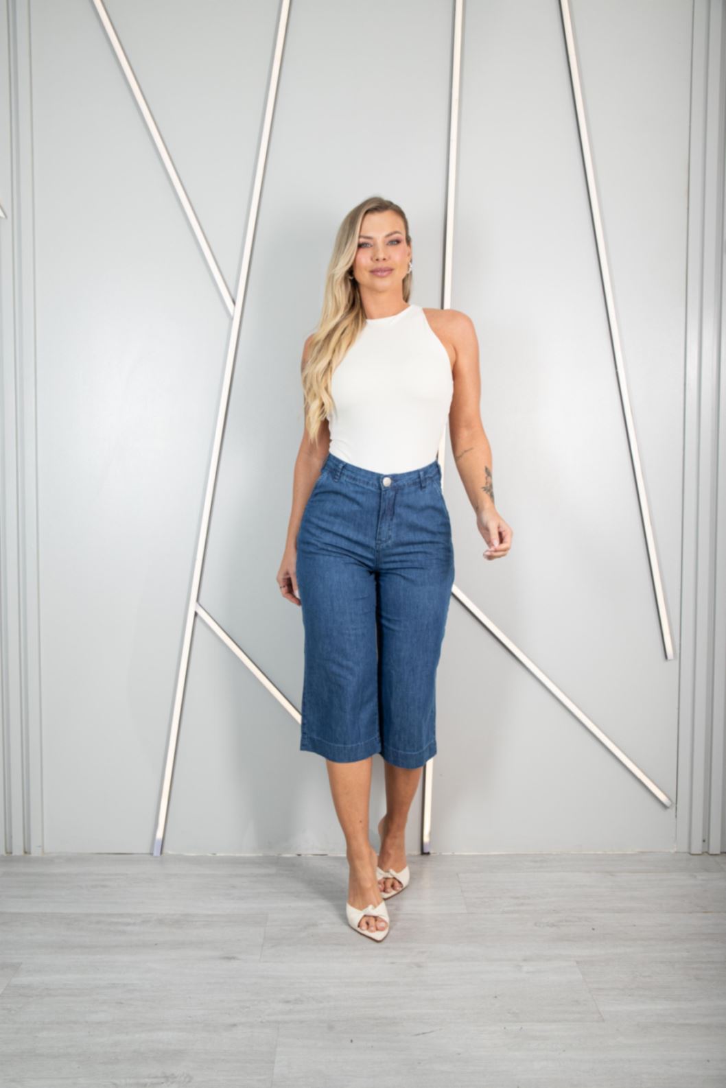 Calça Fem Cropped Pantacourt