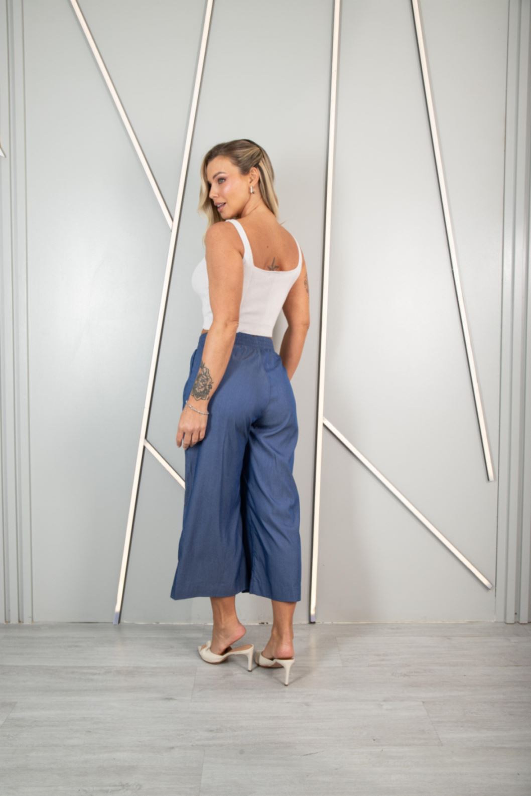 Calça Fem Cropped Pantacourt