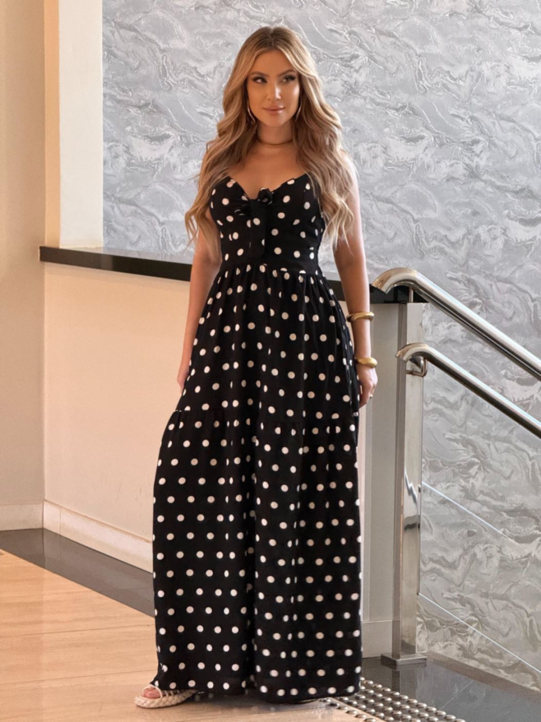 Vestido alça poá